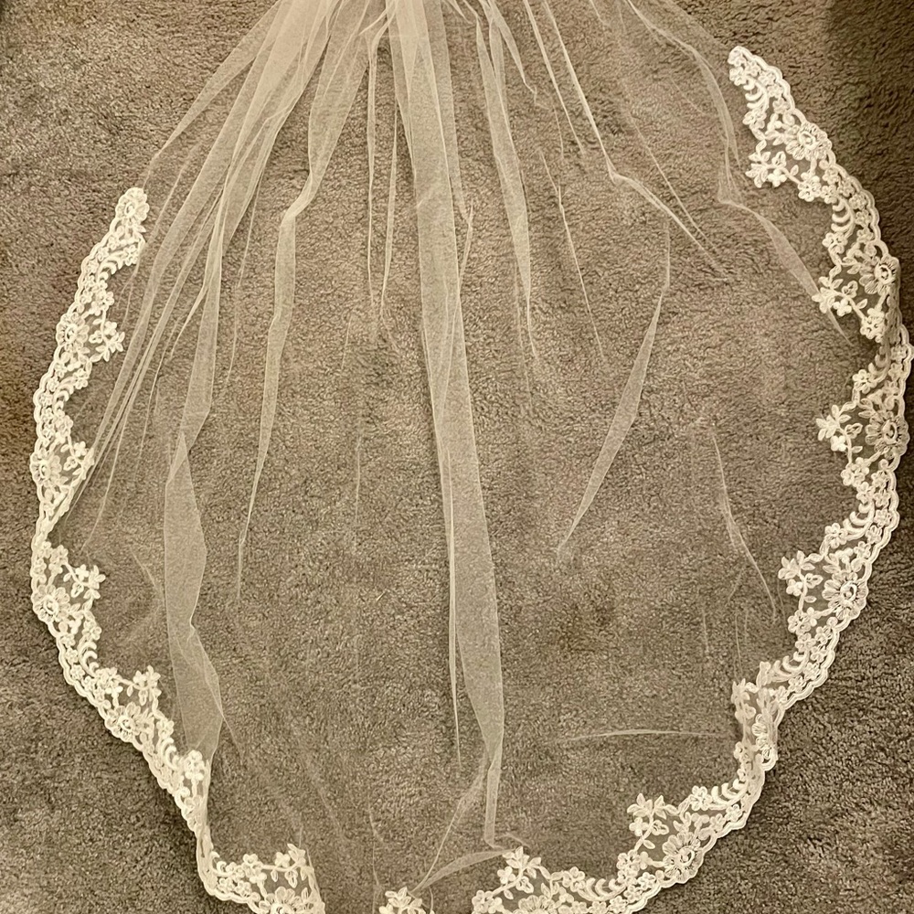 Elegant Bridal Veil with Lace Trim